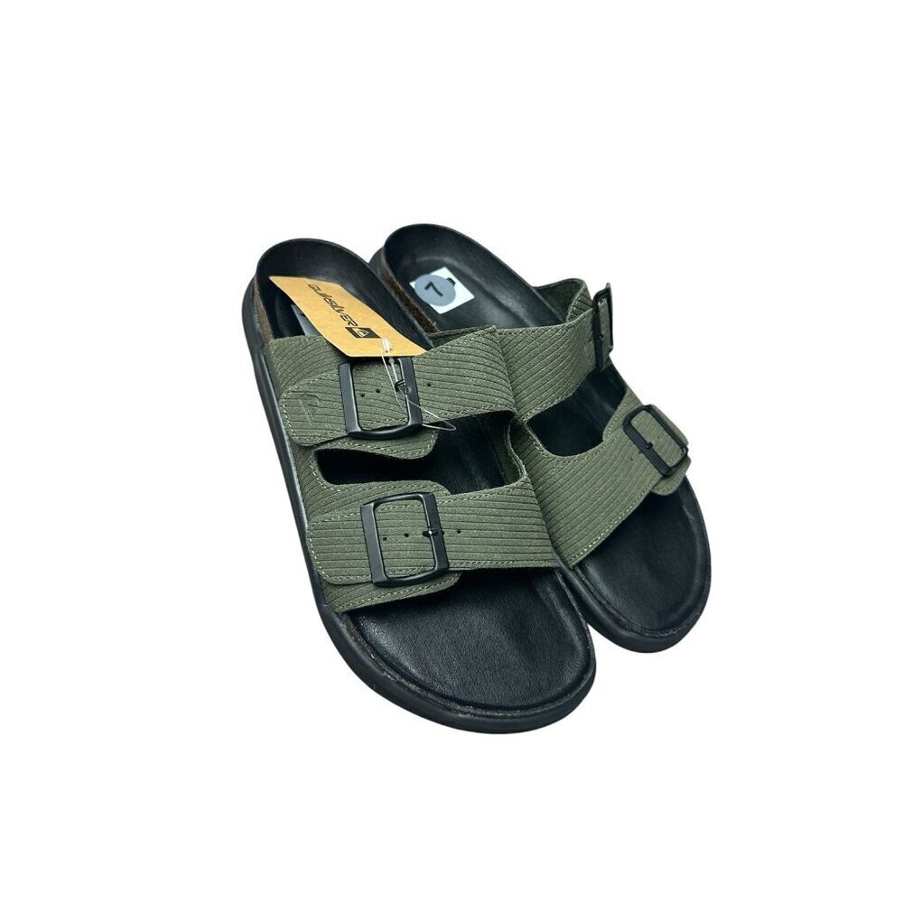Quiksilver Deck Double Band Slide Sandals Men's Size 7 Olive Green New